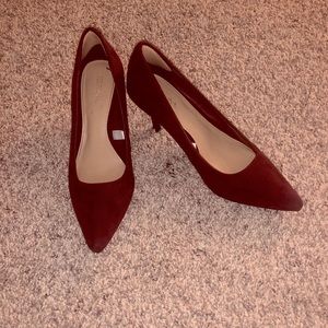Burgundy Suede Short Heels!